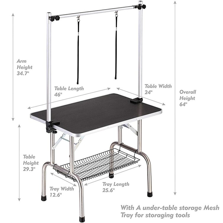 Pet Adjustable Arm Grooming Table With Double Grooming Loop